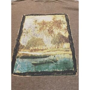 Speedo Mens Large Brown Heather Tropical Graphic T-Shirt Short Sleeve Palm Tree